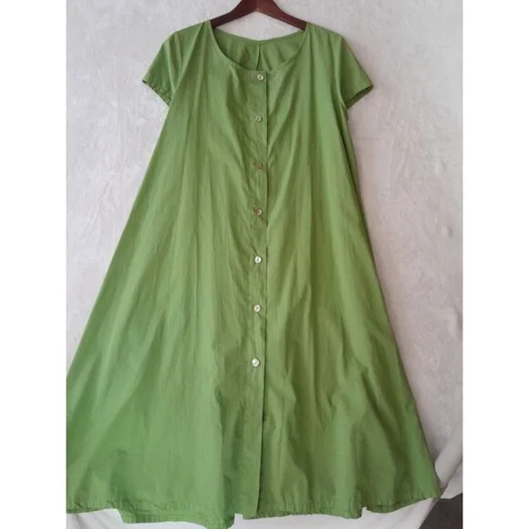 Bryn Walker Shirt Dress 100% Organic Cotton Minimalist MOP Buttons Size Large - Picture 2 of 8